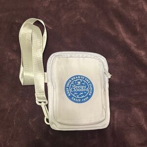 White Crossbody Bag with Blue Logo